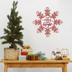 Christmas Art & Wall Decor>Kirklands Home Merry and Bright Snowflake Wall Plaque