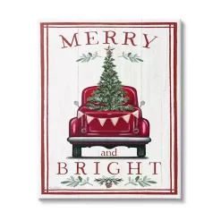 Christmas Art & Wall Decor>Kirklands Home Merry and Bright Truck Canvas Wall Plaque