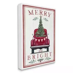 Christmas Art & Wall Decor>Kirklands Home Merry and Bright Truck Canvas Wall Plaque