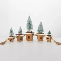 Christmas Decorations>Kirklands Home Merry Bottle Brush Tree Tabletop Blocks Green