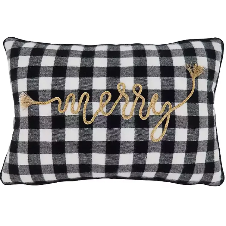 Christmas Pillows>Kirklands Home Merry Buffalo Plaid Lumbar Pillow