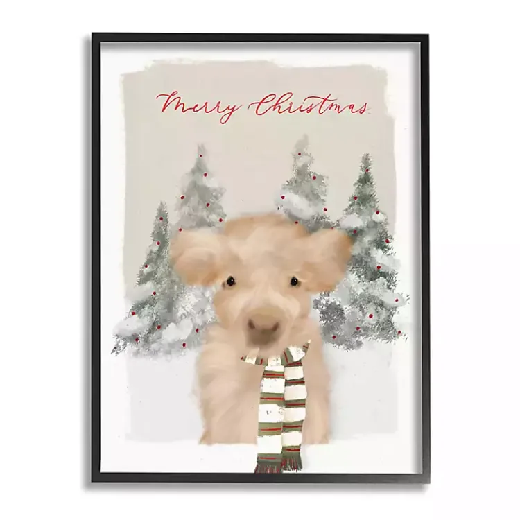 Christmas Art & Wall Decor>Kirklands Home Merry Christmas Baby Cow Wall Plaque Tan