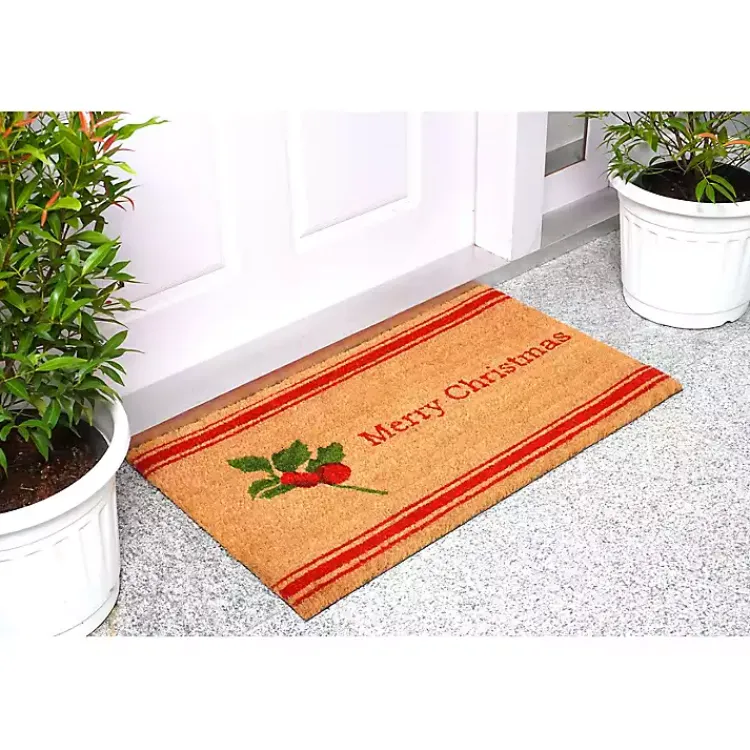 Outdoor Christmas Decorations>Kirklands Home Merry Christmas Berry Sprig Doormat