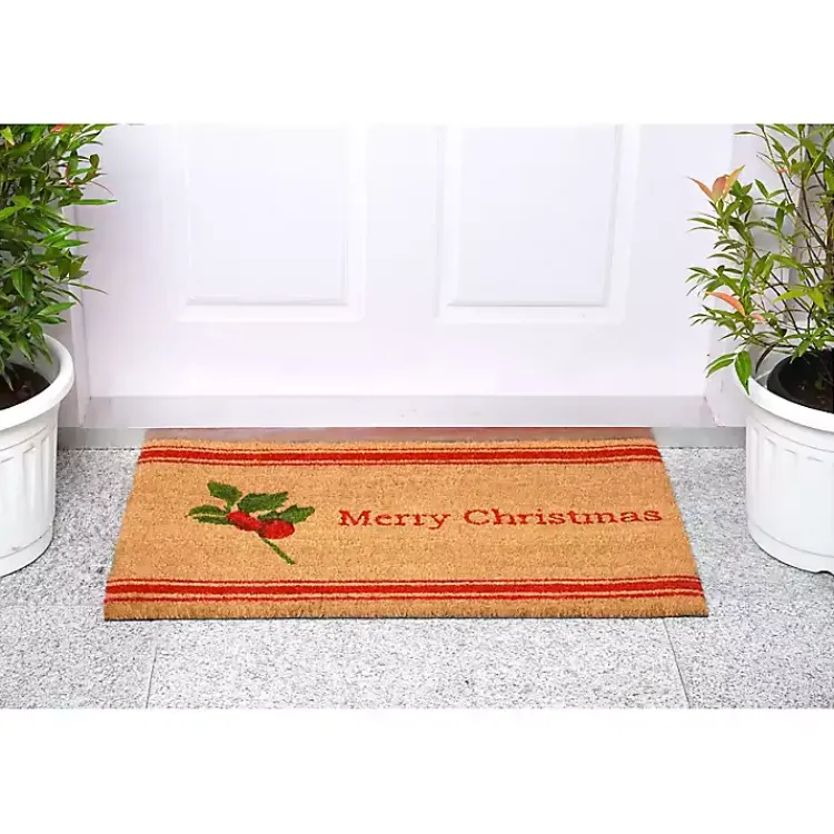 Outdoor Christmas Decorations>Kirklands Home Merry Christmas Berry Sprig Doormat