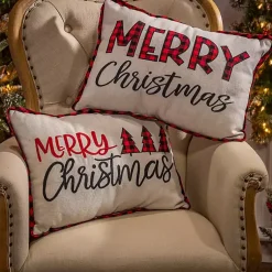 Pillows>Kirklands Home Merry Christmas Buffalo Check Pillows, Set of 2