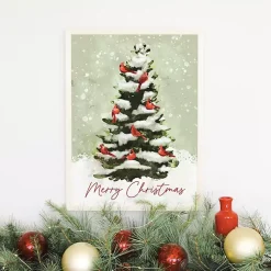 Christmas Art & Wall Decor>Kirklands Home Merry Christmas Cardinal Tree Wall Plaque Green