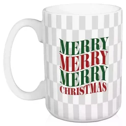 Christmas Dining & Entertaining>Kirklands Home Merry Christmas Checkered Mugs, Set of 2