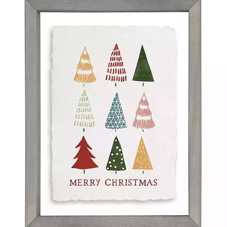 Christmas Art & Wall Decor>Kirklands Home Merry Christmas Colorful Trees Framed Art Print