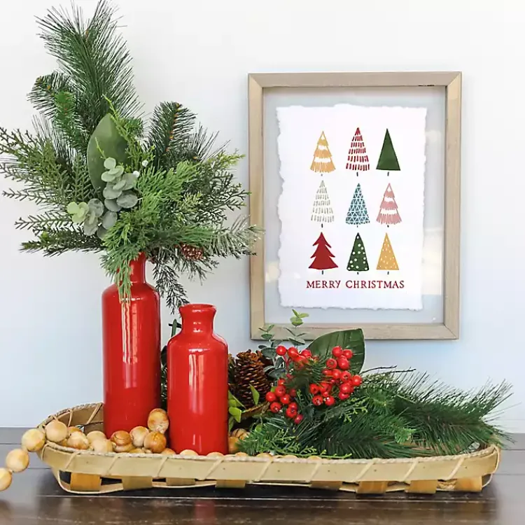Christmas Art & Wall Decor>Kirklands Home Merry Christmas Colorful Trees Framed Art Print