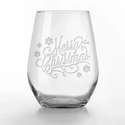 Christmas Dining & Entertaining>Kirklands Home Merry Christmas Etched Wine Glasses, Set of 2 Clear