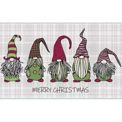 Christmas Decorations>Kirklands Home Merry Christmas Gnome Plaid Accent Rug