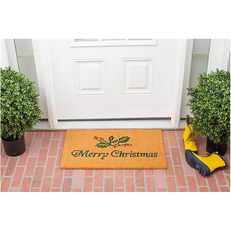 Outdoor Christmas Decorations>Kirklands Home Merry Christmas Holly Sprig Doormat