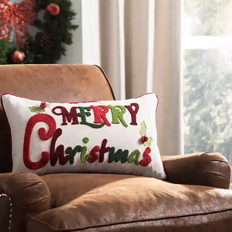 Christmas Pillows>Kirklands Home Merry Christmas Jingles Lumbar Pillow