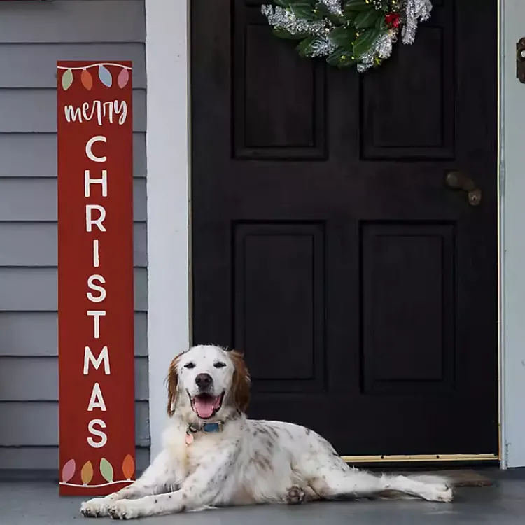 Outdoor Christmas Decorations>Kirklands Home Merry Christmas Lights Porch Board Red