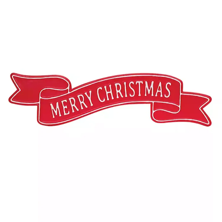Christmas Art & Wall Decor>Kirklands Home Merry Christmas Metal Banner Wall Sign Red