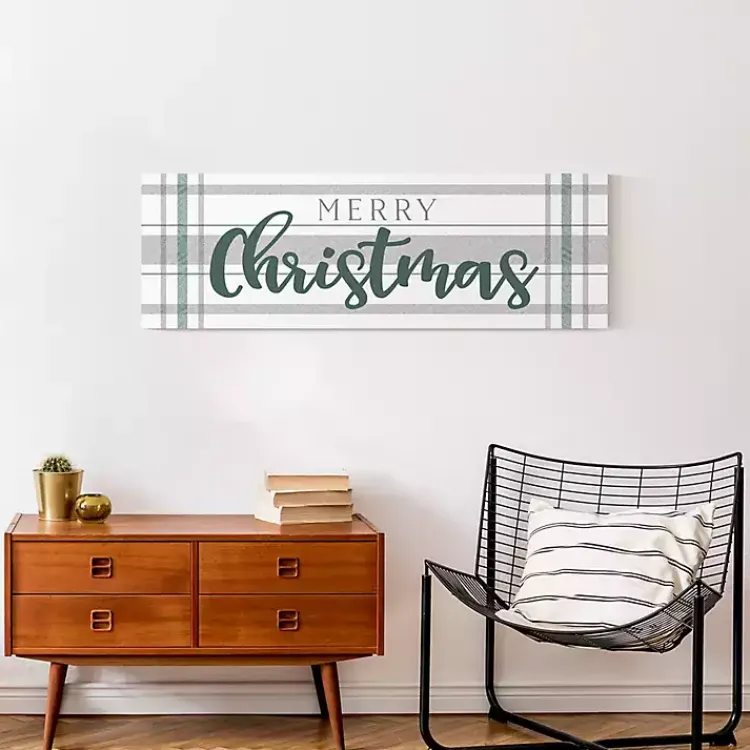 Christmas Art & Wall Decor>Kirklands Home Merry Christmas Plaid Canvas Wall Plaque