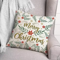 Christmas Pillows>Kirklands Home Merry Christmas Poinsettia Pillow