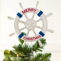 Christmas Tree Decorations>Kirklands Home Merry Christmas Ship Wheel Tree Topper