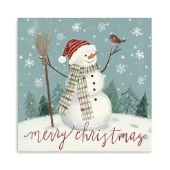 Christmas Art & Wall Decor>Kirklands Home Merry Christmas Snowman Canvas Wall Plaque
