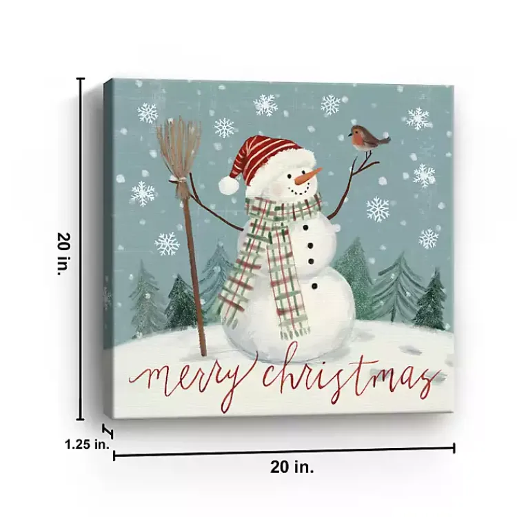 Christmas Art & Wall Decor>Kirklands Home Merry Christmas Snowman Canvas Wall Plaque
