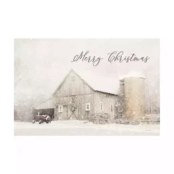 Christmas Art & Wall Decor>Kirklands Home Merry Christmas Snowy Farm Canvas Art Print White