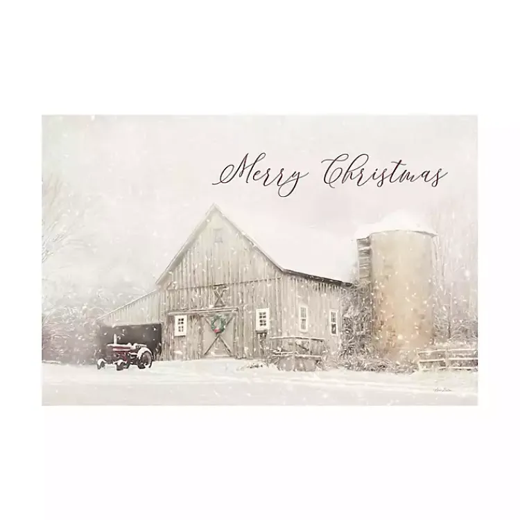 Christmas Art & Wall Decor>Kirklands Home Merry Christmas Snowy Farm Canvas Art Print White