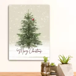 Christmas Art & Wall Decor>Kirklands Home Merry Christmas Snowy Tree Canvas Art Print Green
