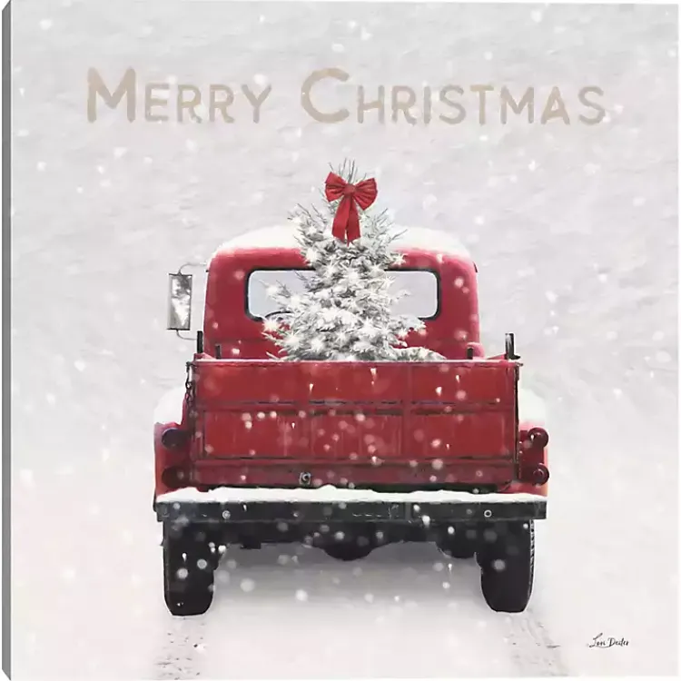 Christmas Art & Wall Decor>Kirklands Home Merry Christmas Snowy Truck Canvas Art Print