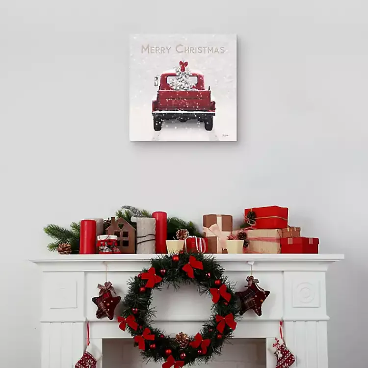 Christmas Art & Wall Decor>Kirklands Home Merry Christmas Snowy Truck Canvas Art Print