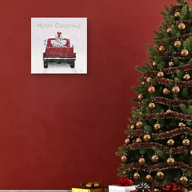 Christmas Art & Wall Decor>Kirklands Home Merry Christmas Snowy Truck Canvas Art Print