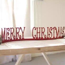 Christmas Decorations>Kirklands Home Merry Christmas Tabletop Word Runner Red