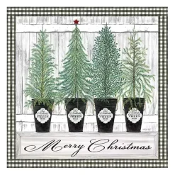 Christmas Art & Wall Decor>Kirklands Home Merry Christmas Tall Potted Trees Canvas Art Print