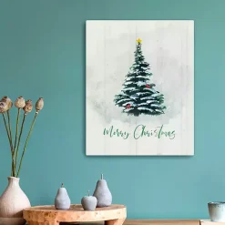 Christmas Art & Wall Decor>Kirklands Home Merry Christmas Winter Pine Canvas Print