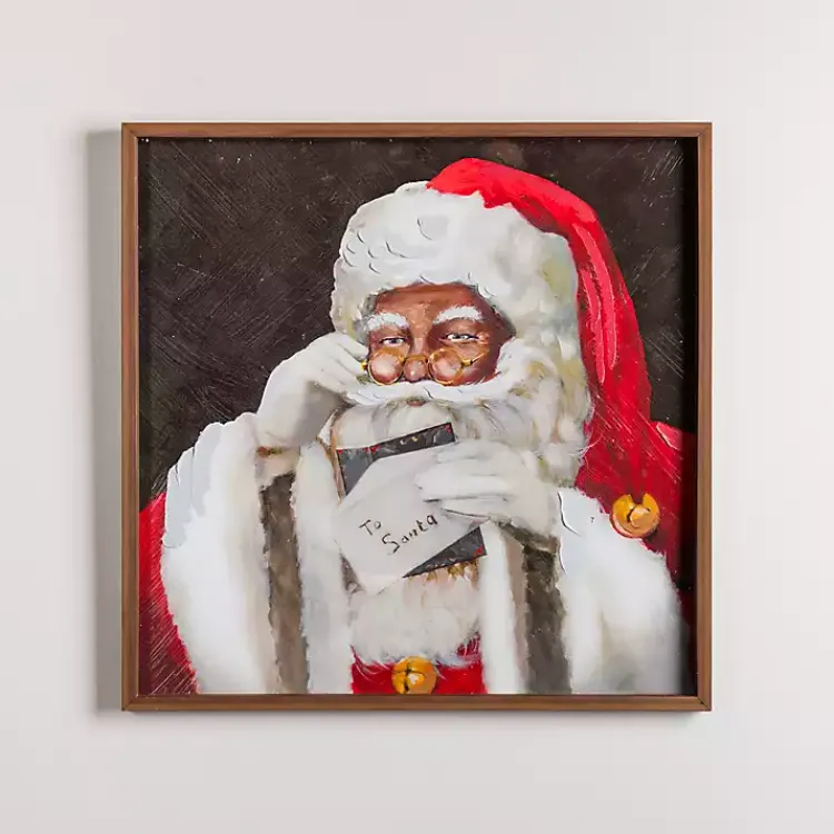 Christmas Art & Wall Decor>Kirklands Home Merry Santa with Letter Framed Art Print