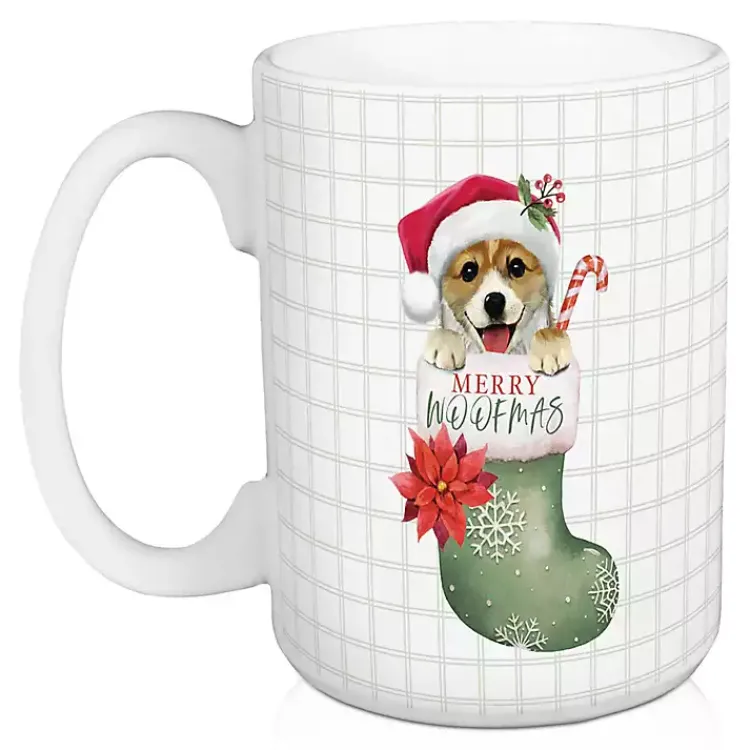Christmas Dining & Entertaining>Kirklands Home Merry Woofmas Puppy Stocking Mugs, Set of 2