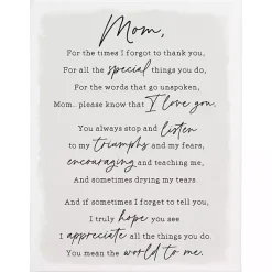 Kirklands Home Message to Mom Canvas Wall Plaque Gray Best