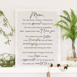 Kirklands Home Message to Mom Canvas Wall Plaque Gray Best