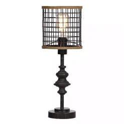 Kirklands Home Metal and Burlap Edison Lamp Brown Sale
