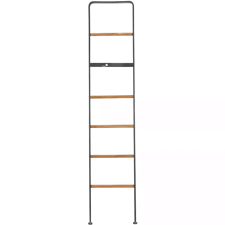 Decorative Accents>Kirklands Home Metal and Fir Wood Leaning Ladder with Hooks