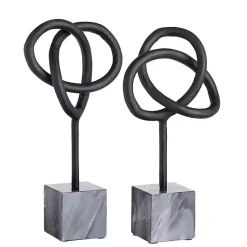 Statues & Figurines>Kirklands Home Metal and Marble Abstract Sculptures, Set of 2