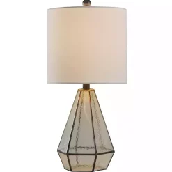 Kirklands Home Metal and Seeded Glass Cage Table Lamp White