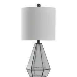 Kirklands Home Metal and Seeded Glass Cage Table Lamp White