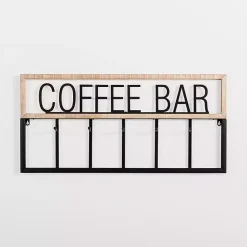 Kirklands Home Metal and Wood Coffee Bar Wall Hooks Discount