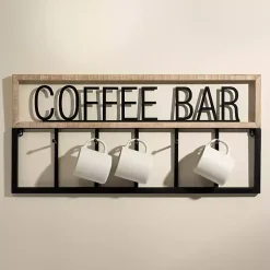 Kirklands Home Metal and Wood Coffee Bar Wall Hooks Discount