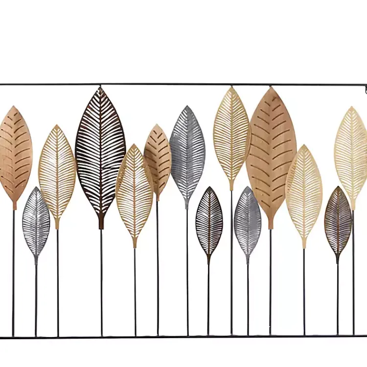 Kirklands Home Metal and Wood Leaf Stems Wall Plaque Multi Best