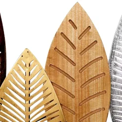 Kirklands Home Metal and Wood Leaf Stems Wall Plaque Multi Best