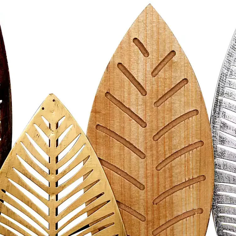 Kirklands Home Metal and Wood Leaf Stems Wall Plaque Multi Best