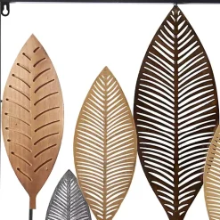 Kirklands Home Metal and Wood Leaf Stems Wall Plaque Multi Best