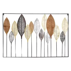 Kirklands Home Metal and Wood Leaf Stems Wall Plaque Multi Best