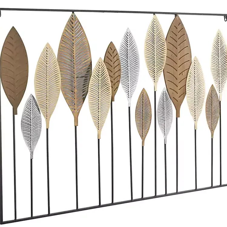 Kirklands Home Metal and Wood Leaf Stems Wall Plaque Multi Best